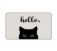 Ensound Hello Funny Black Cat Entrance Door Mat 24x16 Inch Doormats Decor,Cat Lover Home Front Door Porch Outdoor Indoor Decorations