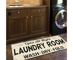 Ensound Laundry Room Open Au Night Wash-Dry Fold Doormat Comfortable Soft Rug Non-Slip Welcome Mats for Home Kitchen Washable Bathtub Shower Mats Decorative 24X16 Inch
