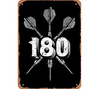 Ensound Metal Tin Sign Vintage Look Darts 180 Arrows Plate Poster Funny Wall Decor for Kitchen Bar Coffee Restaurant Home Bedroom Garage Bathroom 6x8 Inch