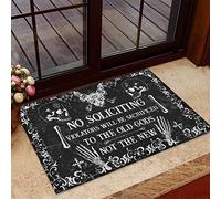 Ensound No Soliciting Witch Printed Doormat,Novelty Flannel Floor with Non-Slip Rubber,Housewarming Decor Gift for Halloween Lovers Welcome Doormat 24x16 Inch
