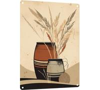 Ensound Pampas Grass in a Bottle of Boho Art Tin Sign Art Poster Tin Sign Metal Home Decor Vintage Wall Decor 8x12 Inch