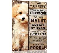 Ensound Poodle Metal Sign Tin Sign Vintage Wall Art I Am Your Friend Gift for Dog Lovers Vintage Wall Art Prints Funny Outdoor Decor for Home Decor Mancave Decor 8x12 Inch