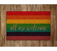 Ensound Rainbow All are Welcome Door Mat,Rainbow Door Mats,Funny Rainbow Doormat,Welcome Rainbow Outdoor Mat 30x18 Inch