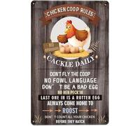 Ensound Retro Metal Signs Chicken Coop Rules Vintage Metal Poster Wall Art Tin Sign for Home Kitchen Office Club Bar Gym Decor Plaque 8x12 Inch