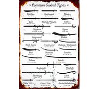 Ensound Retro Metal tin Sign Common Sword Types Iron Poster Vintage Painting Tin Sign Home Wall Art Decoration 8x12 Inch