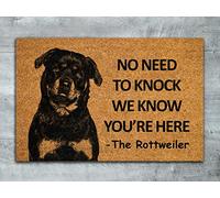 Ensound Rottweiler Dog Doormat, Black, 24X16 Inch, Modern Style, Waterproof, Non-Slip, Machine Washable