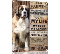 Ensound Saint-Bernard Metal Sign Tin Sign Vintage Wall Art I Am Your Friend Gift for Dog Lovers Vintage Wall Art Prints Funny Outdoor Decor for Home Decor Mancave Decor 8x12 Inch