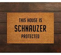 Ensound Schnauzer Door Mat,Funny Dogs Door Mat,Funny This House Schnauzer Protected Doormat,Welcome Mats with Non-Slip Rubber Flannel Floor Mat 30x18 Inch