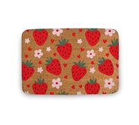 Ensound Strawberry Hearts Doormat - Floral Spring Summer Welcome Mat With Front and Back Door Coverage, Coral Velvet Rug 24X16 Inch