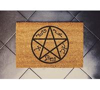 Ensound Supernatural Inspired Devil's Trap Doormat 24x16 Inch Novelty Flannel Floor Mat with Non-Slip Rubber,Home Decor Gothic Home Decor Pentagram Witchcraft Satan Dark Arts Halloween Decor