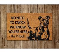 Ensound The Pitbull Home Door Mat,Pitbull We Know You are Here Spring Door Mats,Funny Doormat,Welcome Mats with Non-Slip Rubber Flannel Floor Mat 30x18 Inch
