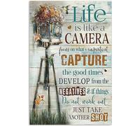 Ensound Vintage Tin Metal Sign Photographer Life is Like A Camera Focus On What's Important Capture Retro Wall Art Decor Iron Painting for Home Kitchen Cafe Pub Sign 8x12 Inch Plaque