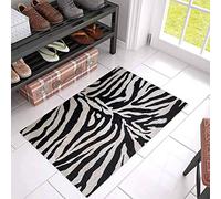 Ensound Vintage Zebra Striped Animals Skin Texture Welcome Indoor Door Mats,Non Skid Bath Rugs Entrance Doormat Wildlife Black Art Thin Floor Carpet for Home/Bathroom/Kitchen/Bedroom Entry 24x16 Inch