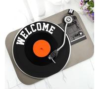 Ensound Vinyl Record Player Welcome Doormat Non-Slip Door Mat Waterproof Rugs Indoor Carpet Universal Welcome Mats Front Door 24X16 Inch