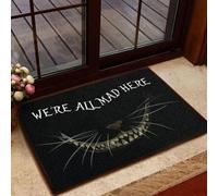 Ensound We are All Mad Here Mouth with Whiskers Doormat,Novelty Flannel Floor Mat with Non-Slip Rubber,Housewarming Decor Gift for Horror Lovers Welcome Doormat 30x18 Inch