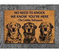 Ensound We Know You are Here The Golden Retrievers Door Mat,Funny The Golden Retrievers Dogs Door Mats,The Golden Retrievers Outdoor Doormat 36x24 Inch