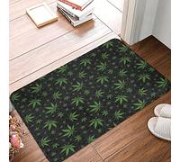 Ensound Weed Leaf Pattern Carpet with Non-Slip Backing Flannel Doormat Bathroom Rectangle Mat Kitchen Door Mat 30x18 Inch