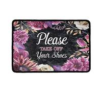 Ensound Welcome Door Mat,Funny Text Please Take Off Your Shoes Pattern,Indoor Outdoor Entrance Doormat,Heavy Duty Non Slip Door Mats 24X16 Inch