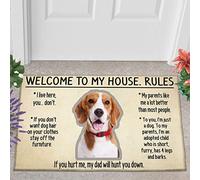 Ensound Welcome to My House Beagle Doormat - Dog Lovers Funny House Rules Mat - 30x18 Inch