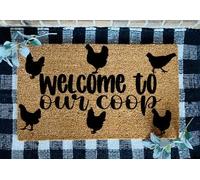 Ensound Welcome to Our Coop Chicken Door Mat,Pattern Printed Doormat,Entry Mat,30x18 Inch,Mud Wipe Mat