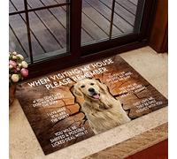Ensound When Visiting My House Please Remember Labrador Retriever Doormat,Novelty Flannel Floor Mat with Non-Slip Rubber,Labrador Retriever Dog Lovers Home Decorative Welcome Doormat 36x24 Inch