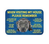 Ensound When Visiting My Houseplease Remember Staffordshire Bull Terrier Doormat Comfortable Soft Rug Non-Slip Welcome Mats for Home Kitchen Washable Bathtub Shower Mats Decorative 24X16 Inch