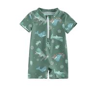 ensswliz Baby Boy Swimsuit One Piece Short Sleeve Zipper Swimwear Bathing Suit Rash Guard Swimwear Beachwear Sunsuit Wetsuit (D-Green, 0-3 Months)