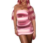 ensswliz Halloween Shark Tale Costume Dress for Women Anime Sexy Ruffle Hem Fish Strapless Tube Cosplay Maxi Dress (C-Fuchsia, S)