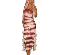 ensswliz Halloween Shark Tale Costume Dress for Women Anime Sexy Ruffle Hem Fish Strapless Tube Cosplay Maxi Dress (A-Multicolor, M)