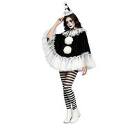 ensswliz Pierrot Clown Costume Women 4Pcs Halloween Clown Cosplay Set (A-Black, One Size)