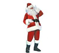 ensswliz Santa Claus Costume for Men ， Christmas Santa Costume Adult Deluxe Santa Suit Professional Santa Outfit (White, XXL)