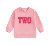 ensswliz Toddler Girl Birthday Outfits Baby Boys One/Two/Three/Four/Five/Six Year Old Birthday Shirts Gift Embroidery Sweatshirt (Pink Two, 2-3 Years)