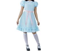 ensswliz Womens Halloween Dorothy Dress Costume Puff Sleeve Lace Hem Smoked Blue Plaid Corset Mini Dress Fairytale Cosplay Dresses (G-Blue, M)