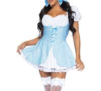 ensswliz Womens Halloween Dorothy Dress Costume Puff Sleeve Lace Hem Smoked Blue Plaid Corset Mini Dress Fairytale Cosplay Dresses (B-Sky Blue, XXL)