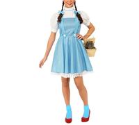 ensswliz Womens Halloween Dorothy Dress Costume Puff Sleeve Lace Hem Smoked Blue Plaid Corset Mini Dress Fairytale Cosplay Dresses (J-Blue, M)