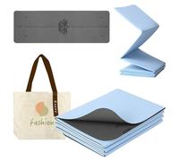 Enssy Non-Slip Foldable Travel Mat, PU+TPE, 173 x 61 x 0.4 cm, Lightweight Foldable for Travel Folding Yoga Mat with Carrying Bag Exercise Pilates