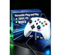 Enstixsm Wired Controller for Xbox,Turbo Macro,RGB Light,Gaming,White