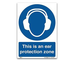 Ensure Ear Protection Compliance and Safety - "This is an Ear Protection Zone" Signs - A2 594x420mm, PVC Rigid Plastic - PPE Mandatory Health and Safety Signs