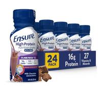 Ensure High Protein Milk Chocolate Nutrition Shake with Fiber, Ready to Drink, 16g Protein and 27 Vitamins and Minerals, 8 fl oz, 24 Pack