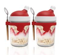 ENSVON Overnight Oats Conainer with Lid Set of Christmas 2, 10 Large