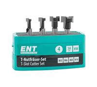 ENT 09045 4 pcs. T-Slot Router bit Set M5 M6 M8 M10, 8mm Shank Router bits, in Carbide, for hex Bolts and Screws with Metric Thread, CNC Router bits