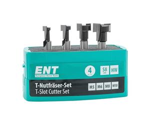 ENT 09045 4 pcs. T-Slot Router bit Set M5 M6 M8 M10, 8mm Shank Router bits, in Carbide, for hex Bolts and Screws with Metric Thread, CNC Router bits