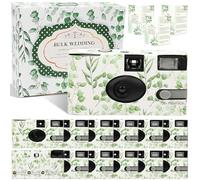Entallor 12 Pack Disposable Cameras Bulk for Wedding with Upgraded 35mm Film, Eucalyptus Single-Use Disposable Camera with Flash, ISO 400 17 Exposures for Outdoor Travel Gathering Anniversary Birthday