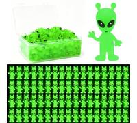 Entallor 240 Pcs Mini Alien Figures Glow in The Dark, Small Luminous Little Tiny Alien Figurines Bulk for Halloween Party Favors Candy Bag Stuffers Space Party Fillers