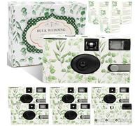 Entallor 6 Pack Disposable Cameras Bulk for Wedding with Upgraded 35mm Film, Eucalyptus Single-Use Disposable Camera with Flash, ISO 400 17 Exposures for Outdoor Travel Gathering Anniversary Birthday