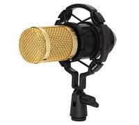 Entatial Wired Condenser Microphone, XLR To 3.5mm Professional Broadcast Recording Mic Clear Voice with Shock Mount for PC for Laptop(black gold)