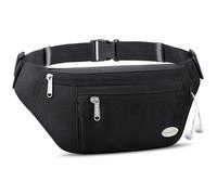 Entchin Fanny Pack for Women Men,Crossbody Belt Bag with 4-Zipper Pockets,Adjustable Waist Bag Pack,One of the Most Popular Travel Essential Gifts for Walking,Traveling,Cycling and Shopping, Black, M,