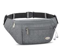 Entchin Fanny Pack for Women Men with 4-Zipper Pockets, Premium Fashion Waist Pack Crossbody Bum Bags for Hiking, Running, Travel, Cycling and Casual, Grey, M, Waist Pack
