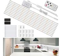 Enteenly Under Cabinet Strip Lights Kit 5m, White Dimmable LED Lighting Strip with Plug and Remote, Flexible LED Tape Light for Kitchen, Showcase, Cabinet, TV, Desk, Mirror Cold White 6500K