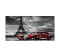 Entemne 1 Pc Fluorescent Light Covers Eiffel Tower Red Old Car Magnetic Ceiling Light Diffuser Filter Glare-Reducing for Classroom Office Home Lighting, 120x60cm